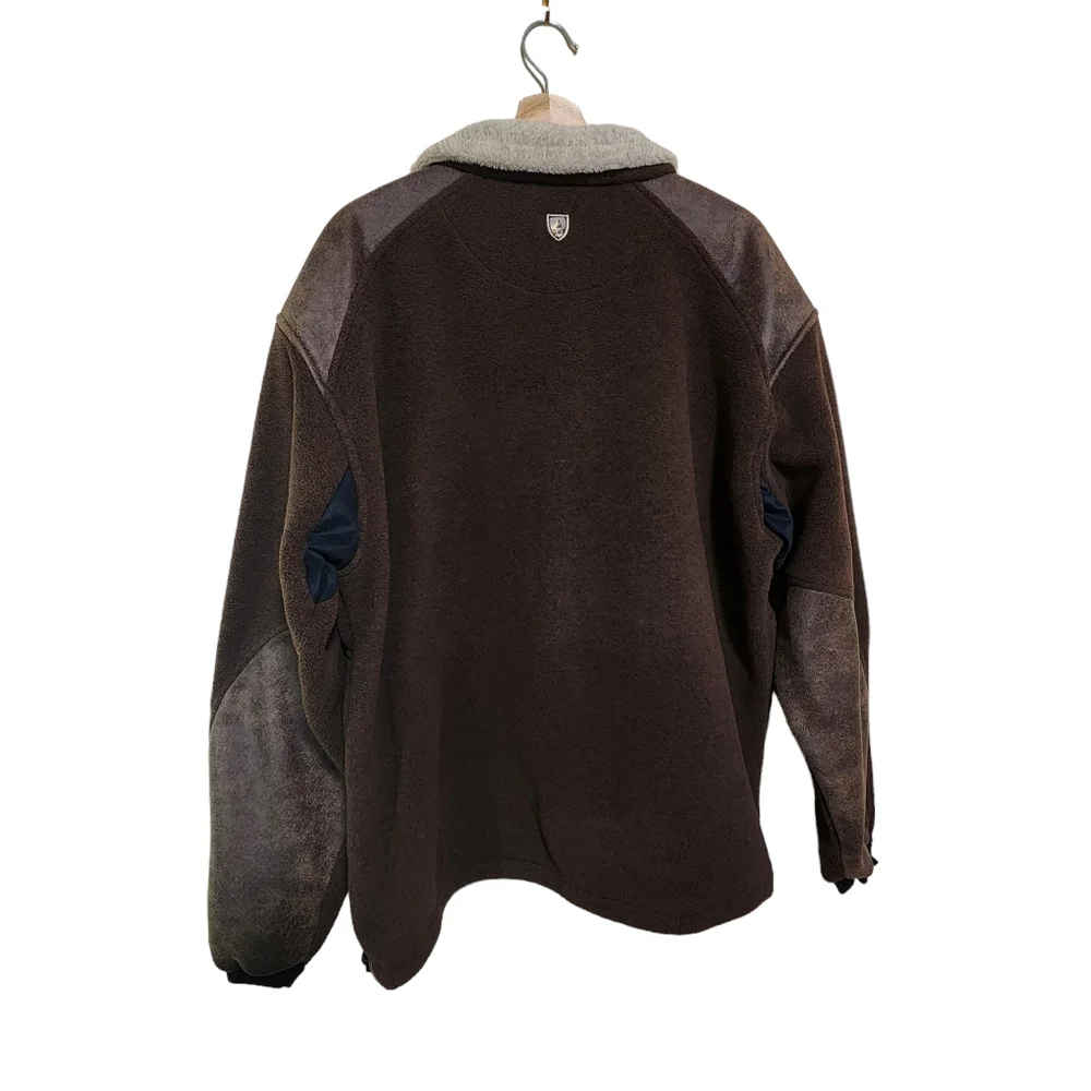 Kuhl Men's Alpenwurx Brown Full Zip Sherpa Collar Faux Leather Fleece Jacket XL - Picture 11 of 11